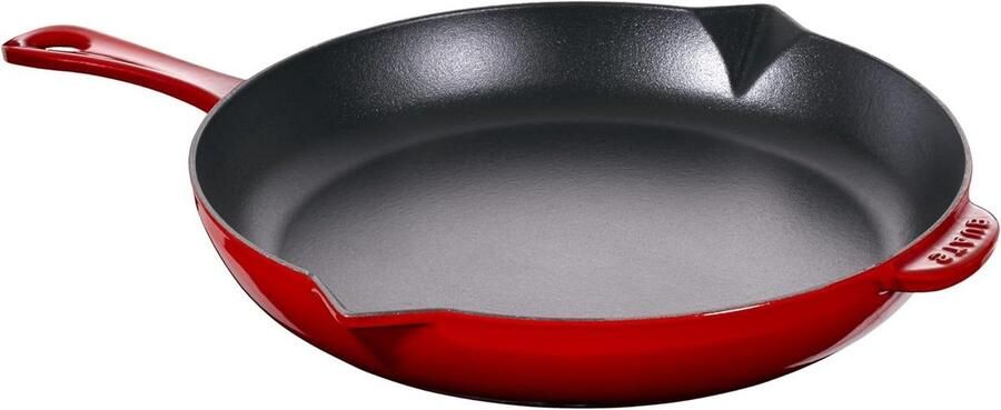 Gietijzeren Koekenpan Braadpan met greep Scherp en gezond braden Gelijkmatige warmteafgifte 26 cm Kersenrood