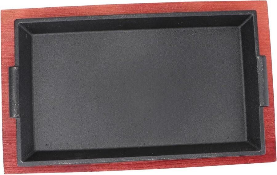 Gietijzeren Koekenpan Braadslede Bakplaat Biefstuk Grillen Antiaanbaklaag 31.5x19cm Zwart