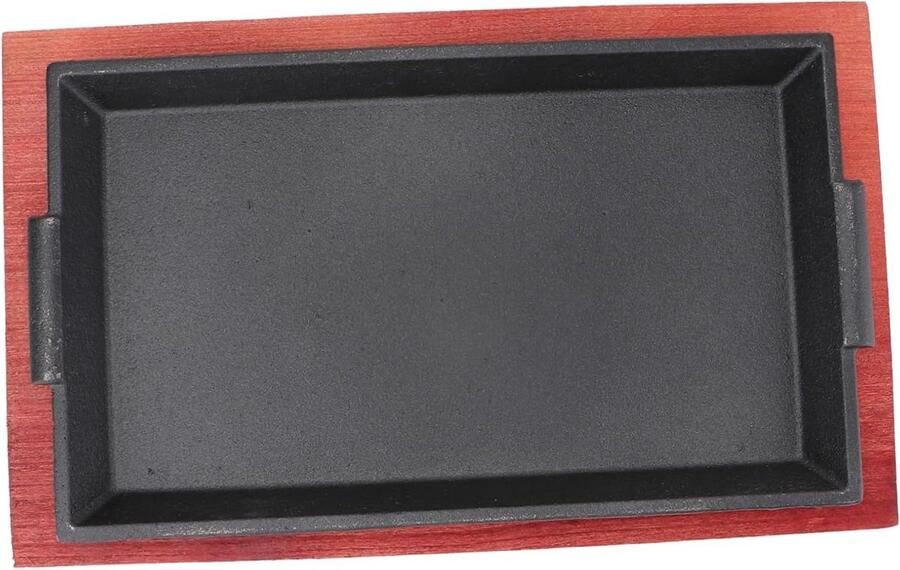 Gietijzeren Koekenpan Braadslede Plaat Biefstuk Grillen Universeel Fornuis Geschikt 31.5x19cm Zwart