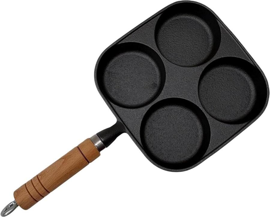 Gietijzeren Koekenpan Burgerpan Tortilla Pan Ontbijt Maken Antiaanbaklaag 4 Cups Grijs