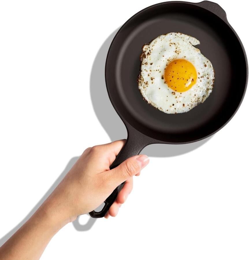 Gietijzeren koekenpan Dagelijks koken Machinaal gepolijst 18 cm Zwart