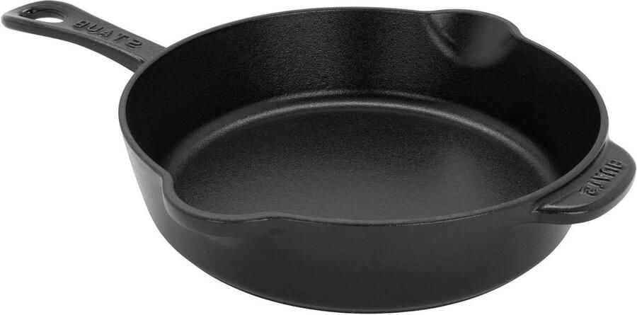 Gietijzeren Koekenpan Diepe Koekenpan Koken en Braden Getextureerd Emaille Interieur 21.5 cm Zwart