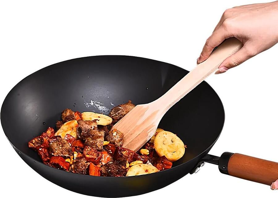 Gietijzeren Koekenpan Dik Gietijzer Koken op Inductie Ambachtelijke Vervaardiging 53x32x15.2cm Zwart