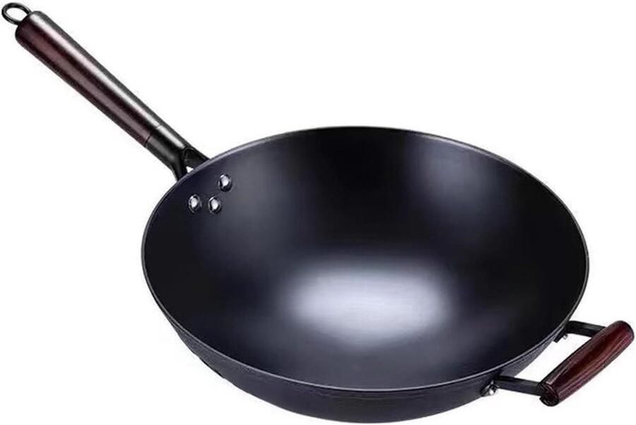 Gietijzeren koekenpan Duurzame kookpan Thuis keuken koken Gelijkmatige warmteverdeling 32 cm Zwart