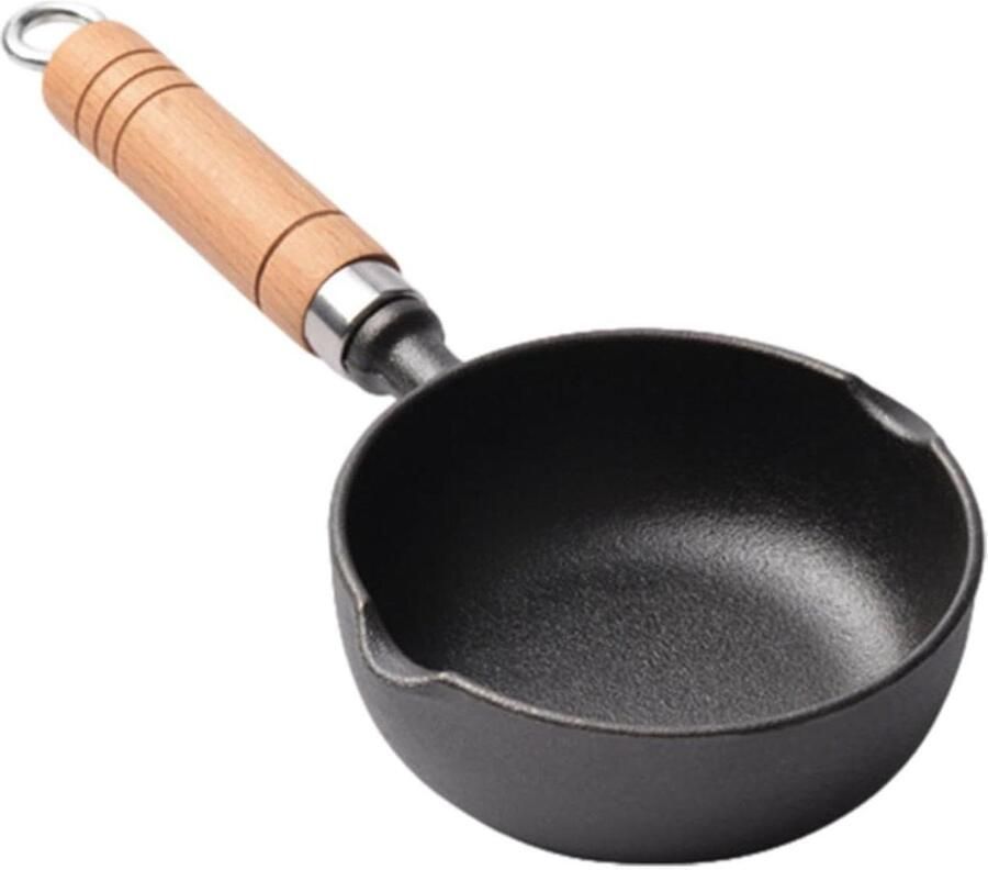 Gietijzeren Koekenpan Eierkoekenpan Kleine Pan Ontbijt Bakken Houten Handvat 11-15 cm Zwart