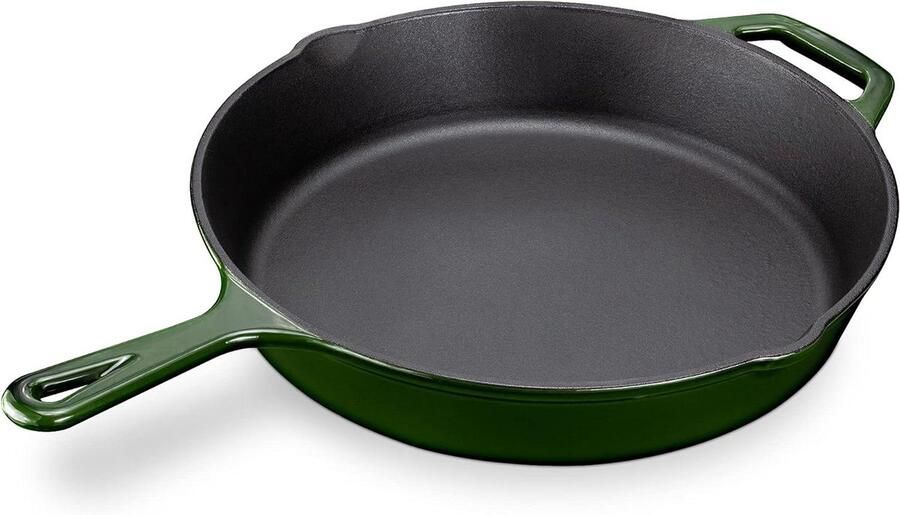Gietijzeren Koekenpan Emaille pan skillet Vlees braden Geschikt voor alle warmtebronnen Ø 30 cm Groen