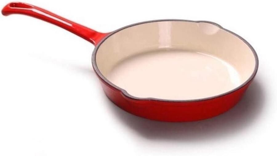 Gietijzeren Koekenpan Emaille Pot Binnen en buiten koken Geschikt voor alle warmtebronnen 16cm doorsnede Rood