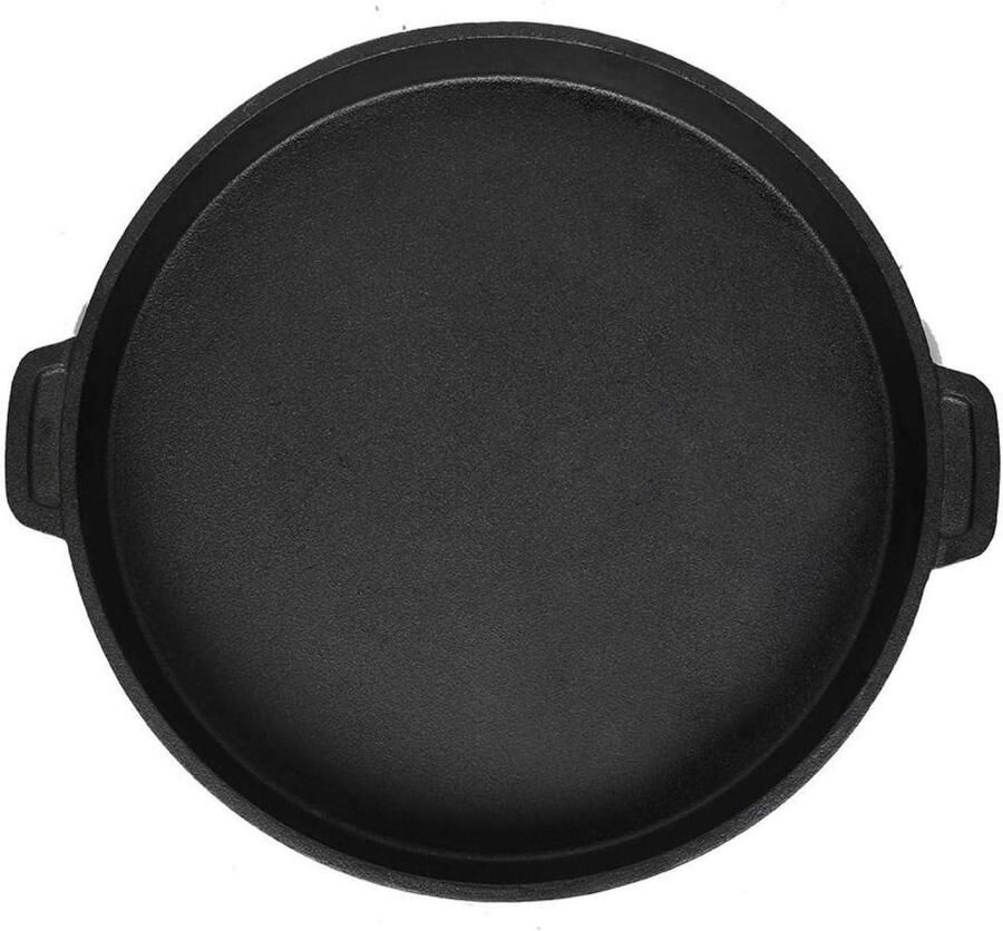 Gietijzeren koekenpan Frituurpan met deksel Veelzijdig koken Dubbele handgreep 30 cm Zwart