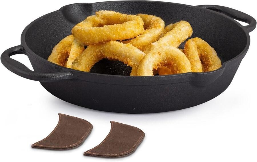 Gietijzeren Koekenpan Fry Pan Bakpan Bakken en Koken Voorgekruid Gietijzer 25 cm Zwart