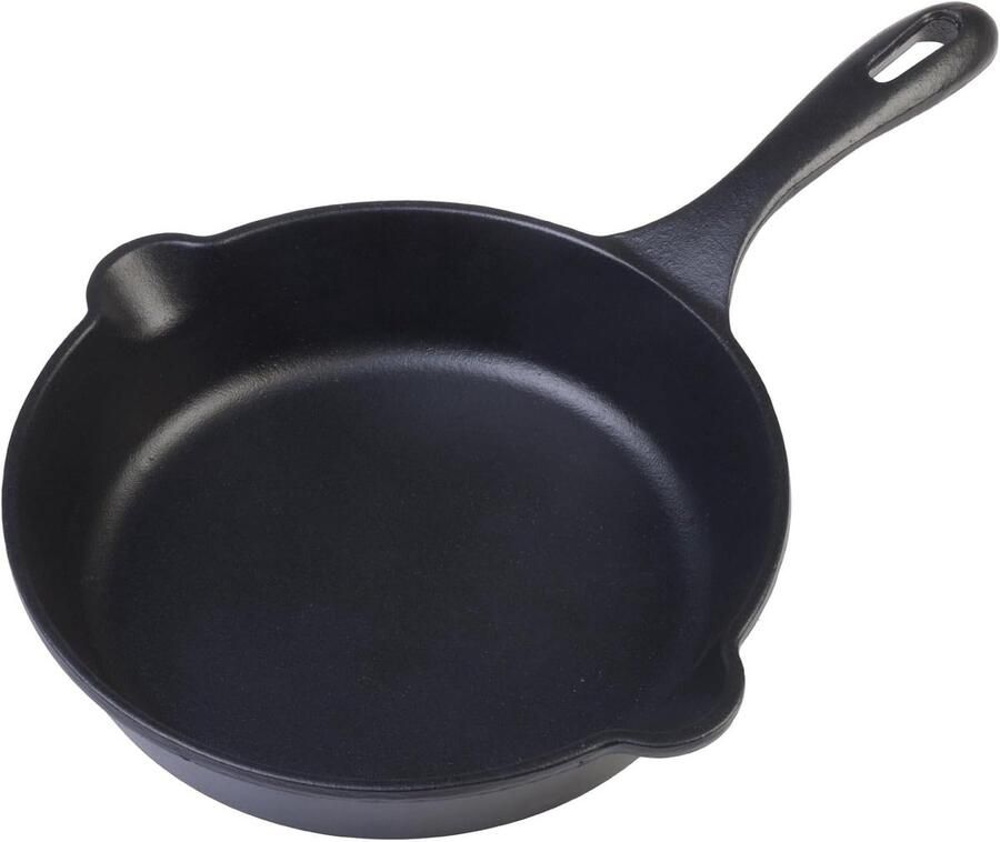 Gietijzeren Koekenpan Geëmailleerd Kookgerei Koken op Inductie PTFE en PFOA Vrij 20 cm Zwart