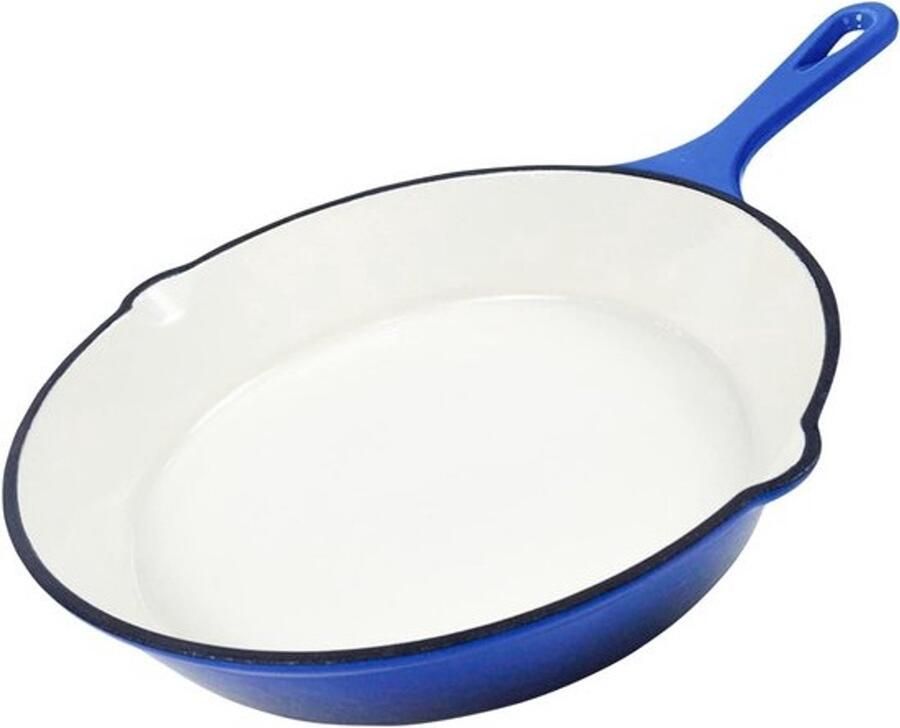 Gietijzeren koekenpan Geëmailleerde pan Eieren bakken Geen kruiden nodig 20 cm diameter Blauw wit