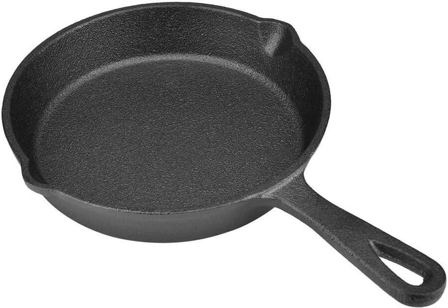 Gietijzeren Koekenpan Gegoten IJzer Pan Koken op Inductie Voorgekruid 16 cm Zwart
