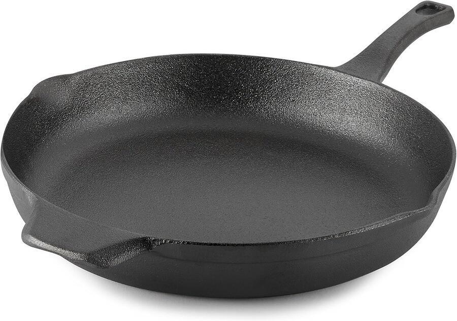 Gietijzeren Koekenpan Gelijkmatig Koken Voorgekruid Kookoppervlak 32 cm Zwart