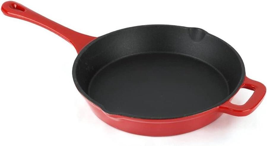 Gietijzeren Koekenpan Gietijzer Gezond Koken Energiebesparend 24 cm Rood
