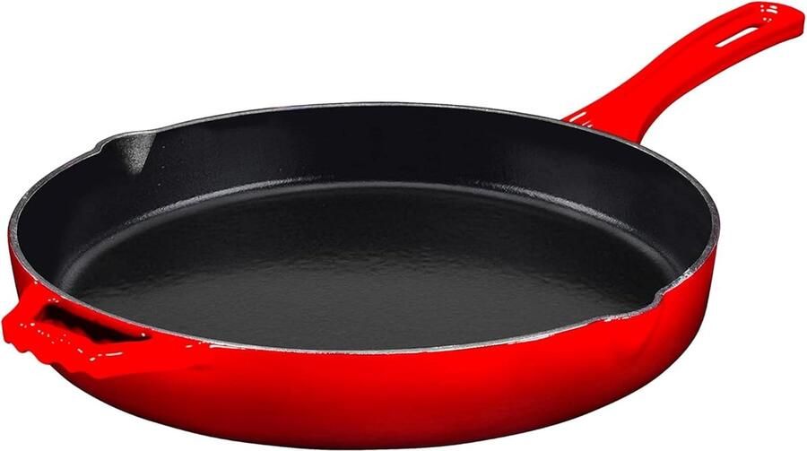 Gietijzeren Koekenpan Gietijzer Koken en Bakken Gelijkmatige Warmteverdeling 12 Inch Zwart