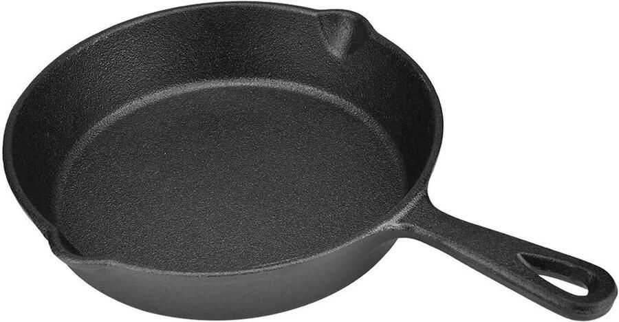 Gietijzeren Koekenpan Gietijzer Koken en Bakken Gelijkmatige Warmteverdeling 20 cm Zwart