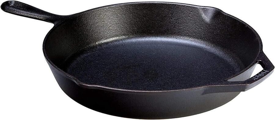 Gietijzeren Koekenpan Gietijzer Koken en Bakken Voorverwarmd en Geolied 30 cm Diameter Zwart