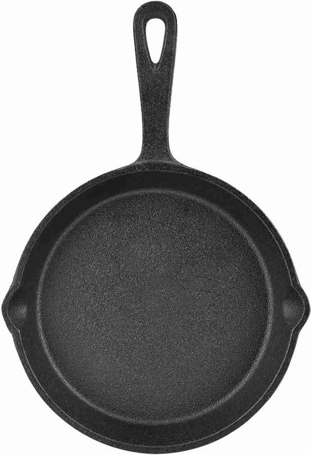 Gietijzeren Koekenpan Gietijzer Pan Koken en Braden Voorgekruid Anti-aanbak 16 cm Zwart