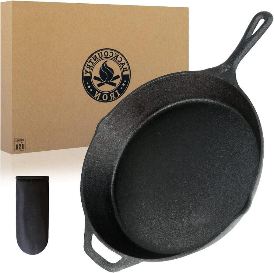 Gietijzeren Koekenpan Gietijzer Professioneel Koken Voorbehandeld Antikleef 31 cm Zwart