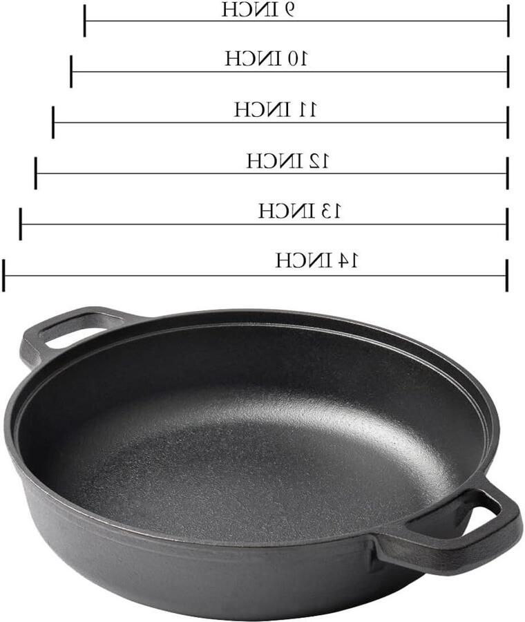 Gietijzeren Koekenpan Gietijzeren Pan Diep Allround Koken Dubbele Handgrepen 25.4 cm Zwart