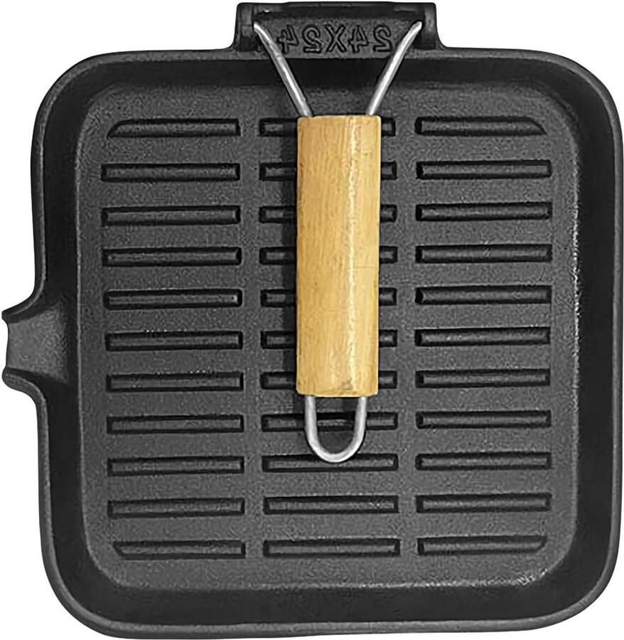 Gietijzeren Koekenpan Grillpan Keuken Veelzijdig Koken Consistente Warmtespreiding 24 cm Zwart
