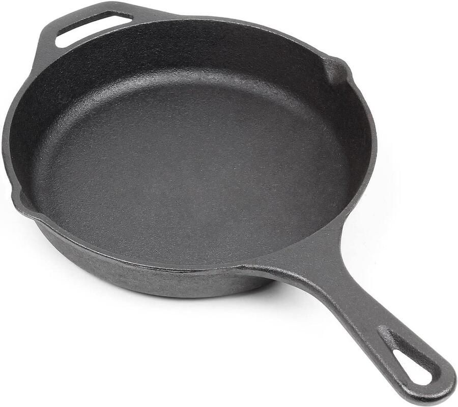 Gietijzeren Koekenpan Grillpan Braadpan Eten Bereiden Uitstekende Warmtebehoud Ø20cm Zwart