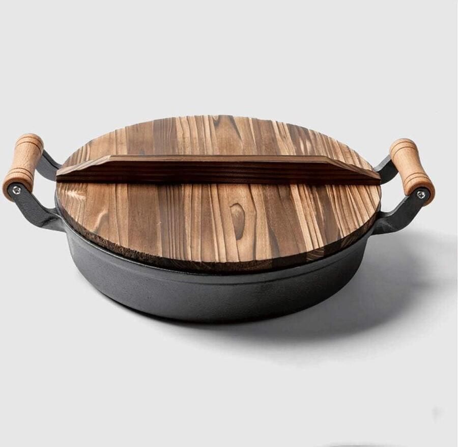 Gietijzeren Koekenpan Grillpan Omeletpan Veelzijdig Koken Voorgekruid Ovenvast Universeel Zwart