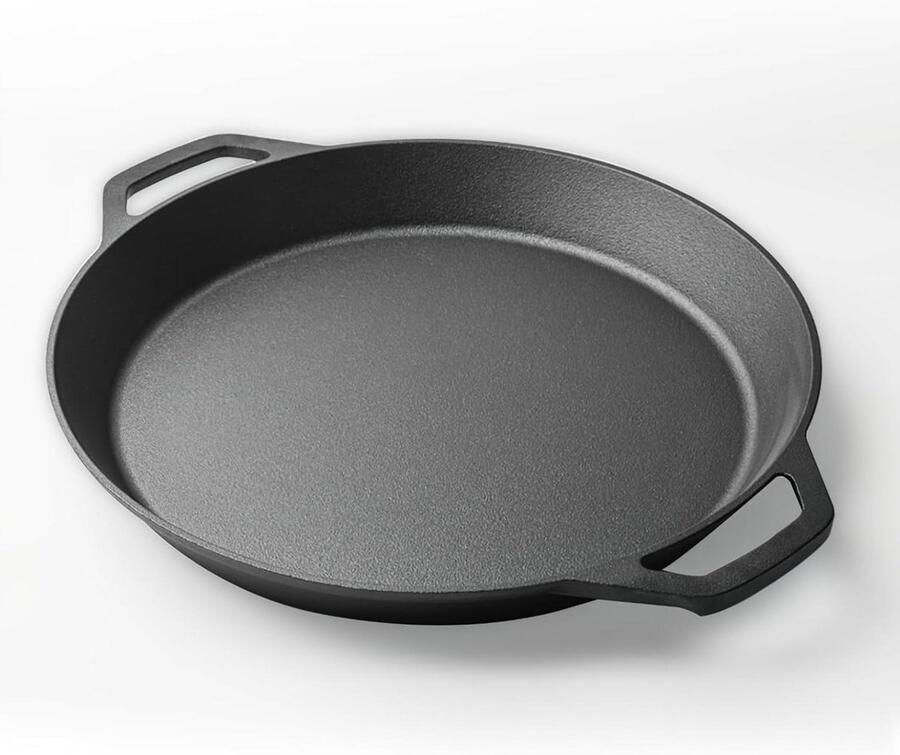 Gietijzeren Koekenpan Grote Pan Koken aanstoven Voorgekruid oppervlak 50 cm Zwart