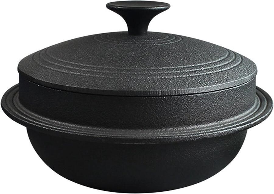 Gietijzeren koekenpan Heavy-duty kookgerei Langzaam garen Gelijkmatige warmte 20 of 24 cm Zwart