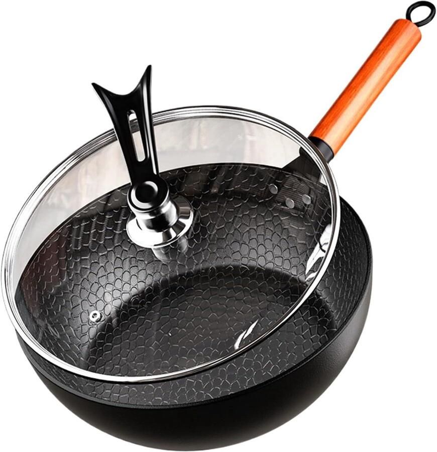 Gietijzeren Koekenpan Inductie Pan Koken op Inductie Gehamerde Textuur 28 cm Meerkleurig