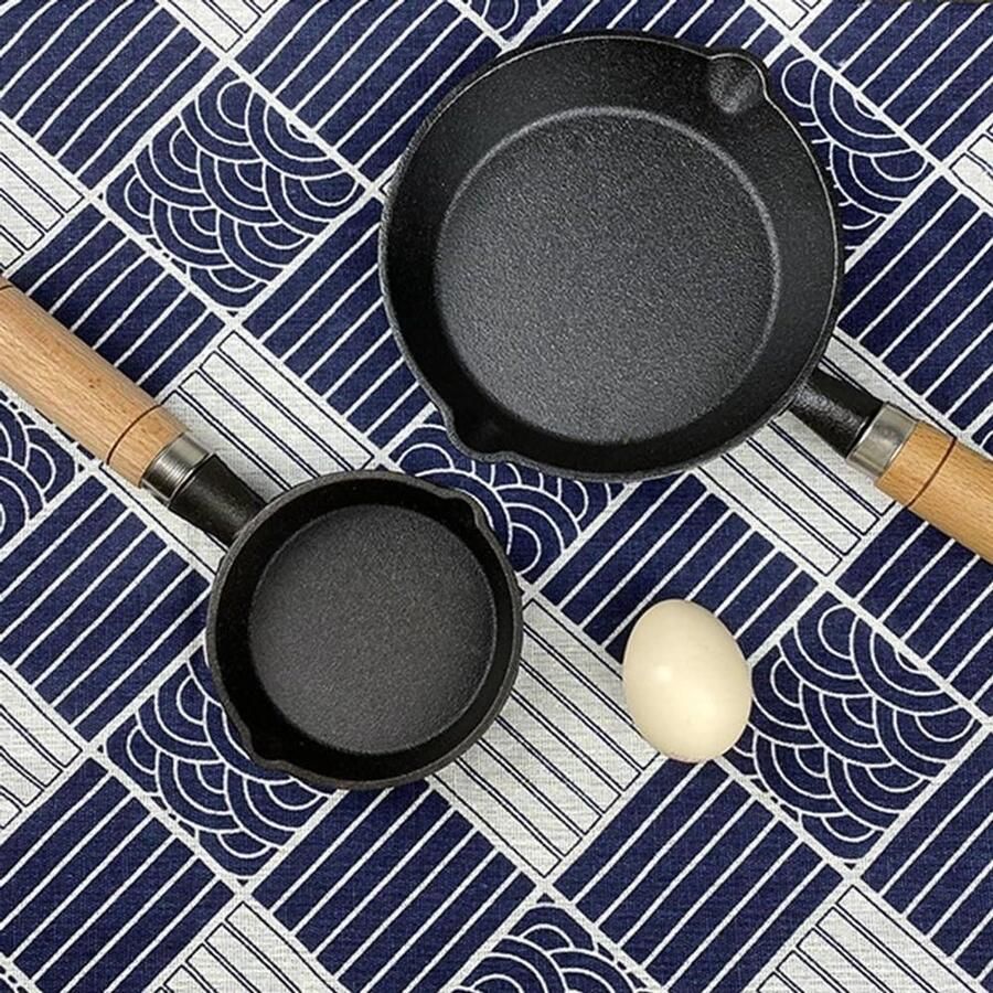 Gietijzeren Koekenpan Kleine Koekenpan Keuken Koken Natuurlijk Anti-aanbak 10 cm Zwart