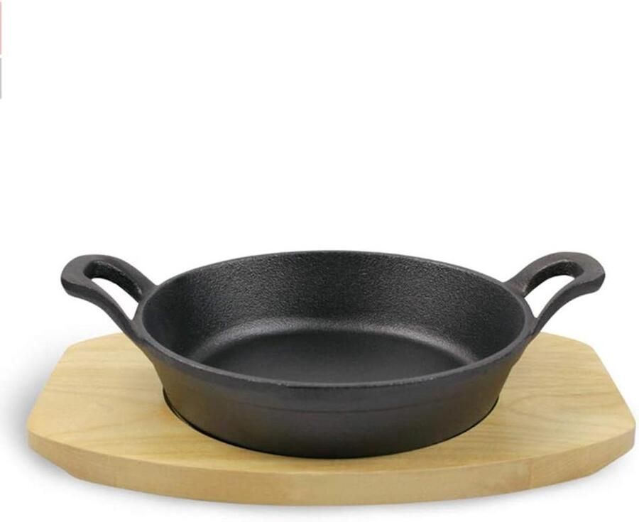 Gietijzeren Koekenpan Kleine Pannetje Lekker Koken Dubbele Handgreep 16cm Zwart