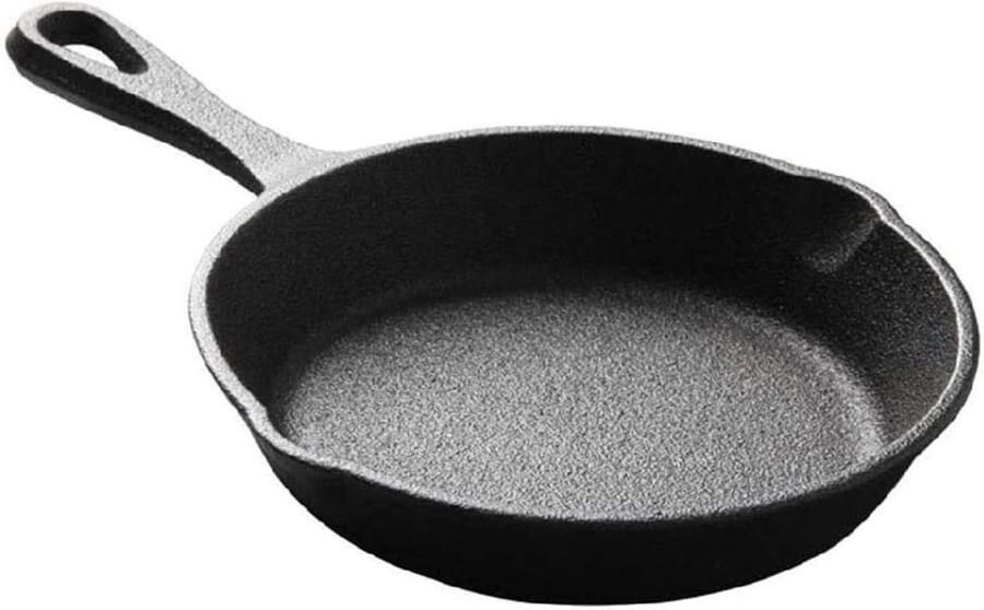 Gietijzeren Koekenpan Kleine Wok Dagelijks Koken Gelijkmatige Warmteverdeling 20 cm Zwart
