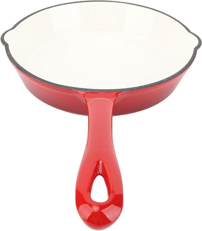 Gietijzeren Koekenpan Koekepan Braadpan Koken en Braden Geëmailleerd Antiaanbak 25 cm Zwart