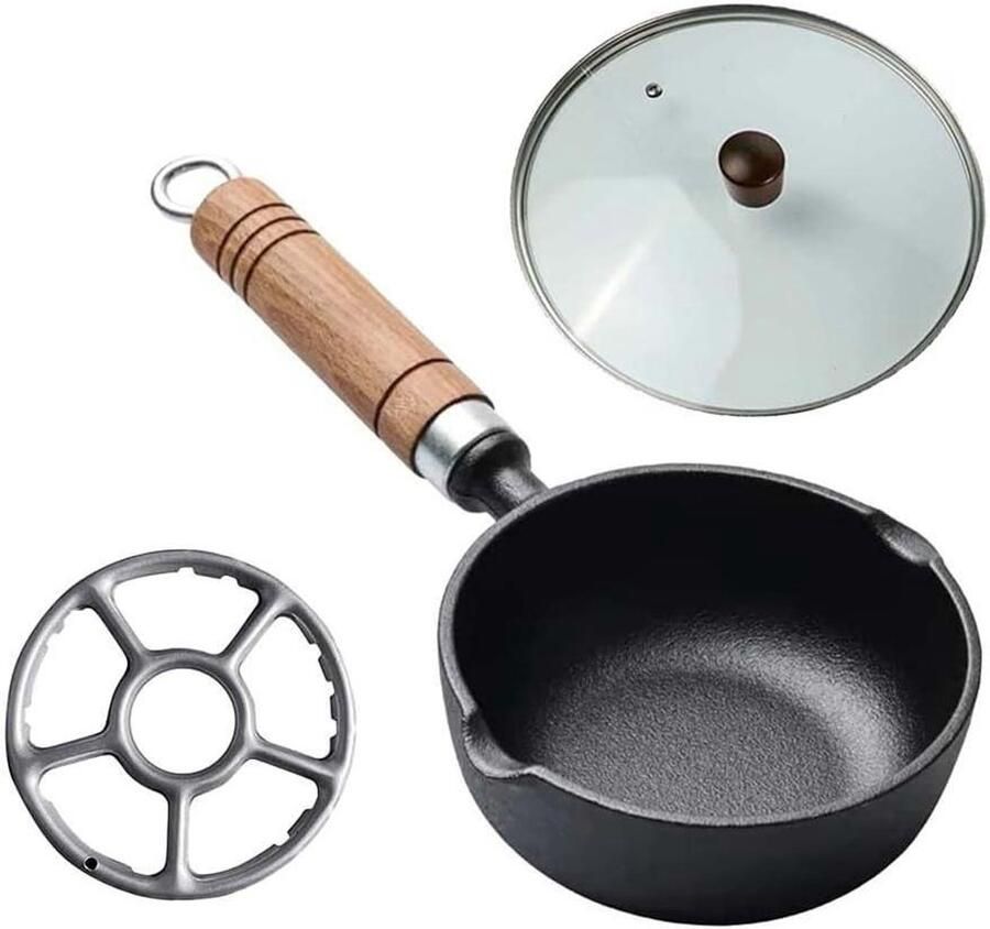 Gietijzeren Koekenpan Koekepan Ei Pan Ontbijt Bakken Platte Bodem 13 x 5 cm Zwart