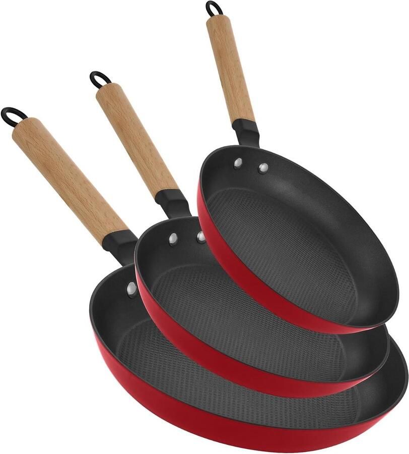 Gietijzeren Koekenpan Koekepan Gezond Koken Lichtgewicht Gietijzer 8 10 12 Inch Rood