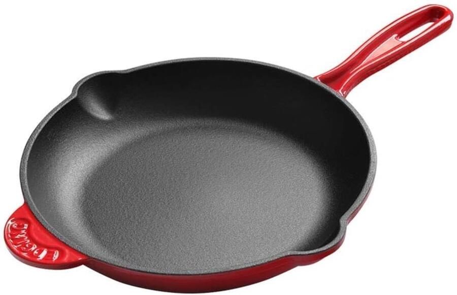 Gietijzeren Koekenpan Koken en Bakken Gelijkmatige Warmteverdeling 25cm Rood