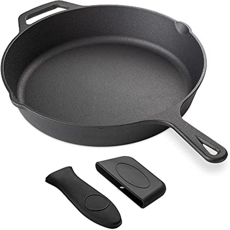 Gietijzeren Koekenpan Koken en Bakken Verwijderbare Handgrepen Ø 30 cm Zwart