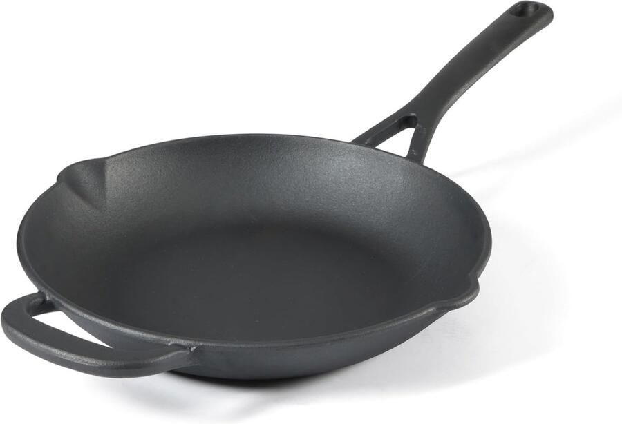 Gietijzeren Koekenpan Koken en Bakken Vooraf Geseasoned 25 cm Zwart