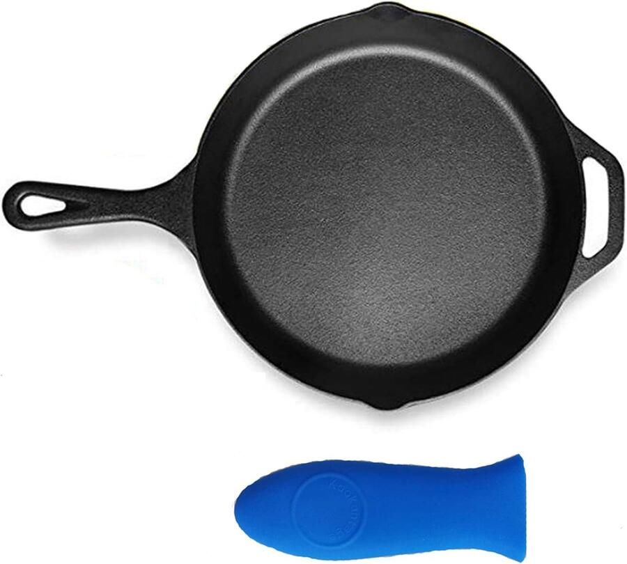 Gietijzeren Koekenpan Koken en Bakken Vooraf Ingebrand 30.5 cm Zwart
