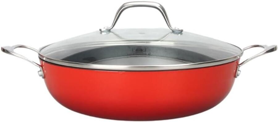 Gietijzeren Koekenpan Lichte Sauté Pan Culinaire Resultaten Verbeterde Warmtebehoud 28 cm Diameter Rood