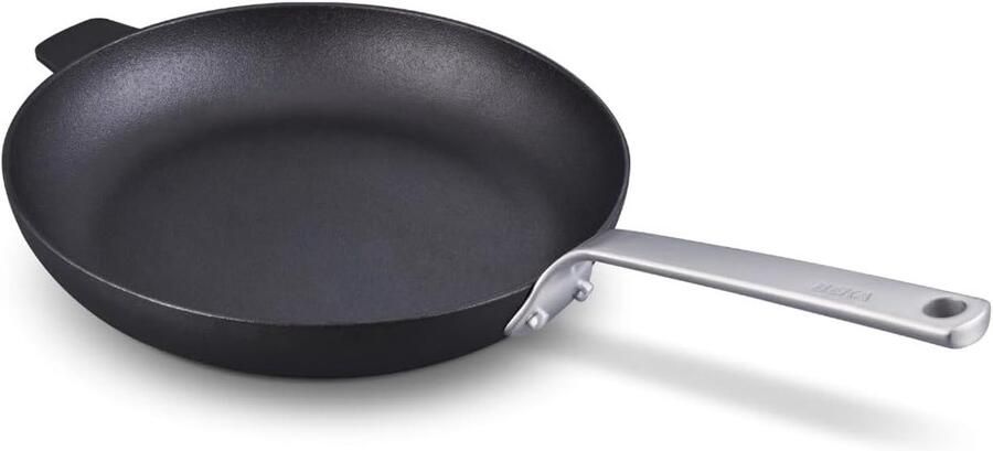 Gietijzeren Koekenpan met anti-aanbaklaag Gerechten Bakken Natuurlijke Patina 30 cm Zwart