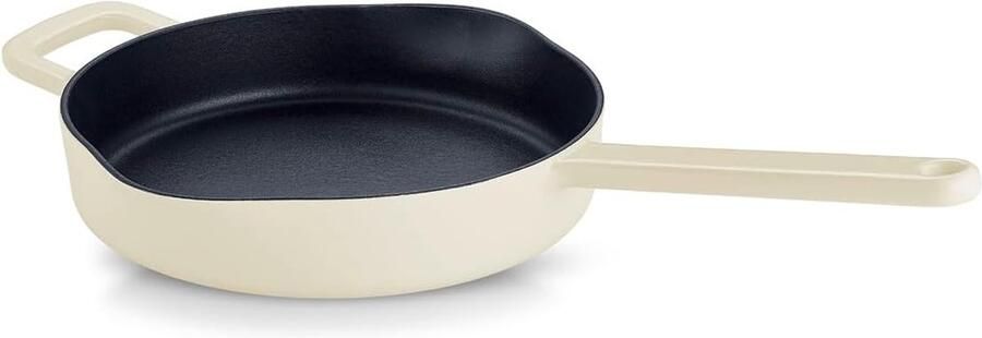 Gietijzeren Koekenpan met anti-aanbaklaag Koken en braden Natuurlijk anti-aanbak effect 26 cm Ivoorkleurig