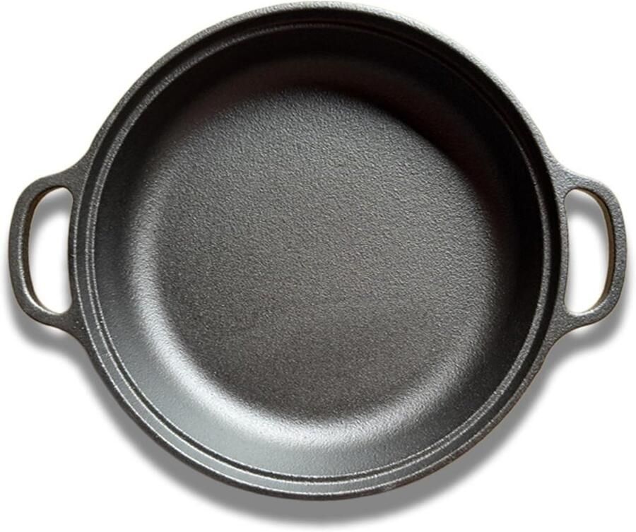 Gietijzeren Koekenpan met Antiaanbaklaag Allround Koken Dubbele Handgrepen 22cm Rond Zwart