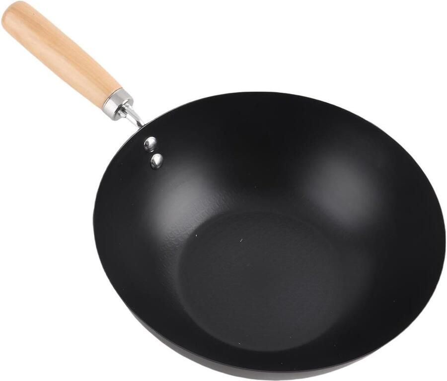 Gietijzeren Koekenpan met Antiaanbaklaag Thuis Koken Gelijkmatige Warmteverdeling 24 cm Zwart