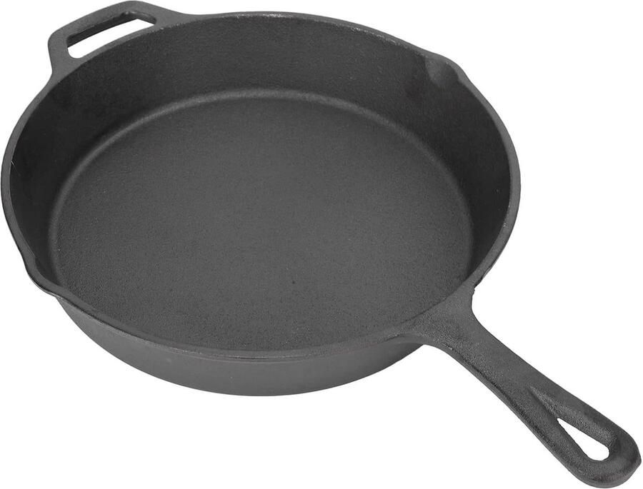 Gietijzeren Koekenpan met deksel Veelzijdig Koken Non-stick Coating 25cm Zwart