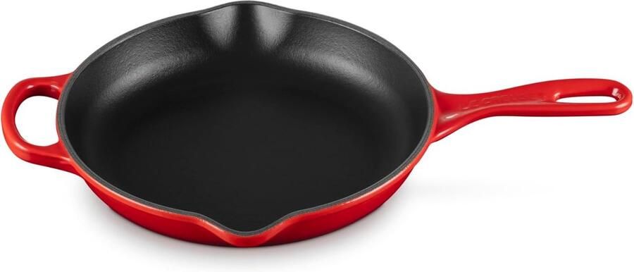 Gietijzeren Koekenpan met handgreep Allround Koken Dubbele Schenktuiten 23 cm Kersenrood
