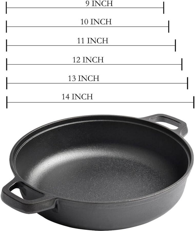 Gietijzeren Koekenpan met Handgrepen Diep 9 Inch