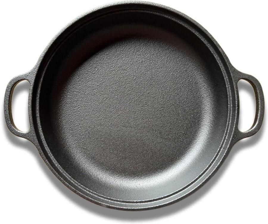 Gietijzeren Koekenpan met handgrepen Koken en braden Natuurlijke antiaanbaklaag 22 cm Zwart