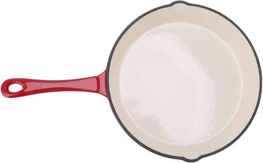 Gietijzeren Koekenpan met steel Keuken koken Geëmailleerde afwerking 25 cm Rood